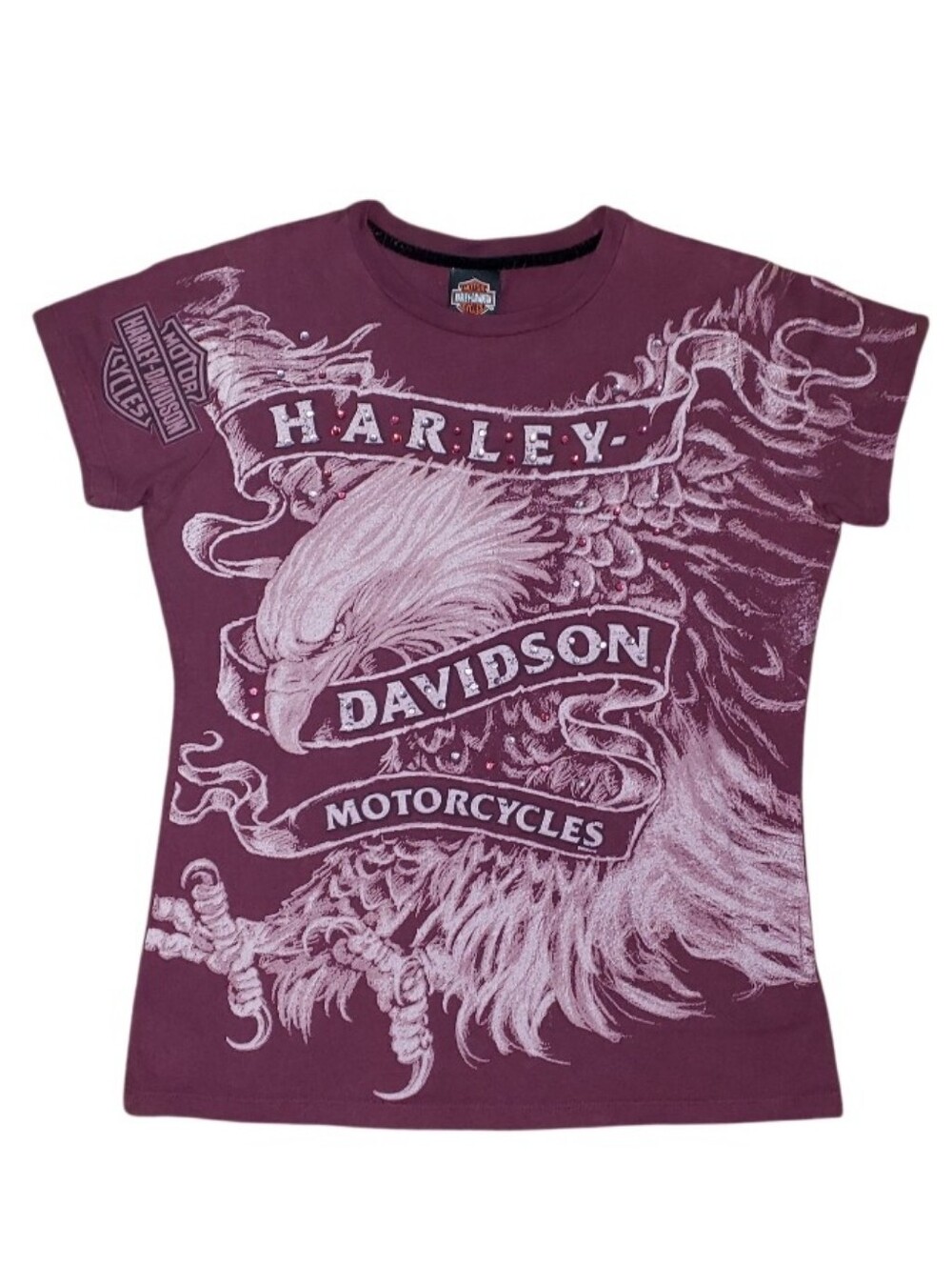 Vintage Y2K Harley Davidson Rhinestone Embellished Bling Shirt